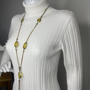 Chico's necklace costume signed jewelry gold tone canary yellow faux jewels